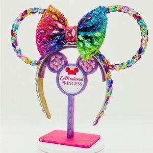 Rainbow Bedazzled EARrational Princess Mickey Ears with Sequin Bow